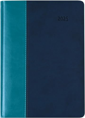 Zettler - Buchkalender Premium 2025 türkis-blau, 15x21cm, Taschenkalender im Tucson-Kombi Einband mit 416 Seiten, 1 Tag auf 1 Seite, Adressteil, Monatsübersicht und internationales Kalendarium