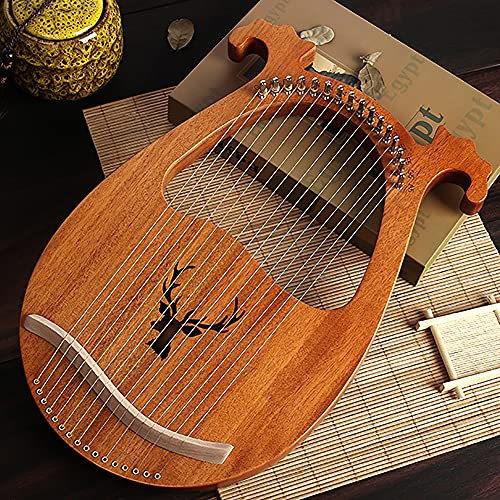 Lyre Harp Harfe 16 Metallsaiten Lyra Harfen Daumenklavier Massives Mahagoni,mit Stimmtasten, Paddles, für Kinder und Erwachsene - originelles Geschenk Originalholzfarbe