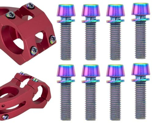MenYiYDS - 8 Pcs M5 * 16 mm farbige Titanschrauben, Mountainbike-Rennrad-Vorbauschrauben, Legierung, Fahrrad-Befestigungsgriffschrauben für Mountainbike-Vorbau
