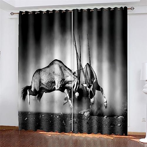 Vorhang Blickdicht Gardinen Mit Ösen - 2 Stücke 2 X 91.5 X 214 Cm Verdunklungsvorhänge 3D Graue Tierkuh Muster Thermovorhang Für Schlafzimmer Wohnzimmer Weihnachtsgardinen -7Z3F6D7L3M1O7Y5G8X4R7Z7J7P0