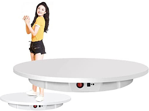 Elektrisch motorisierter drehbarer Drehteller-Ausstellungsständer mit Fernbedienung, 60 cm, 150 kg/330 lb Tragfähigkeit, automatisch drehbare Plattform, für 360-Grad-Bilder, Produktpräsentation, wei
