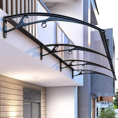 Vordach für den Außenbereich, Terrasse, Markisen, Außenmarkise, Terrasse, Veranda, Markise, Fenster, Tür, Vordach, Regenschutz, UV-Schutz, wasserdichtes Polycarbonat, Türmarkise mit schwarzer