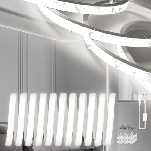 SUCIKORIO Neon Led Strip 20m, Silikon Wasserdicht Feuerfest IP65 Neon LED Streifen Weiß 6000K 10mm Led Lichterkette Außen 230V Flexibler DIY Lichtband mit Netzteil für Innen Aussenbereich Deko | Kaltweiß, 6000 K, LED-Licht, feuerfest, Bänder mit LED, flexibel, zuschneidbar, für Küche, Schlafzimmer, Pergola