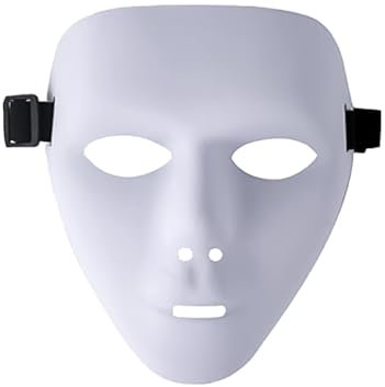 RmKbe Hip Hop Mask Full Face Horror Mask Halloween Mask Street Dance Ghost Step Mask Halloween Masquerade Cosplay Costume Props for Adults (White)