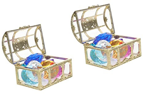 VICASKY 2sätze Unterwasser Edelsteine Spielset Mit Piratenschatzkiste Bunte Gems Für Schatzsuche Und Party-dekoration Farbige Steine Zufällig