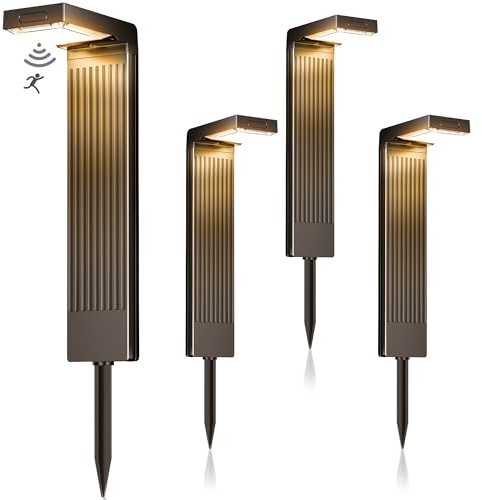 COXSENI Solar Lights Outdoor Pathway, 4Pack Motion Sensor Solar Pathway Lights, 3 Working Modes & 2 Colors Adjustable, IP65 Waterproof Outdoor Landscape Lighting for Garden Yard Driveway Walkway Lawn