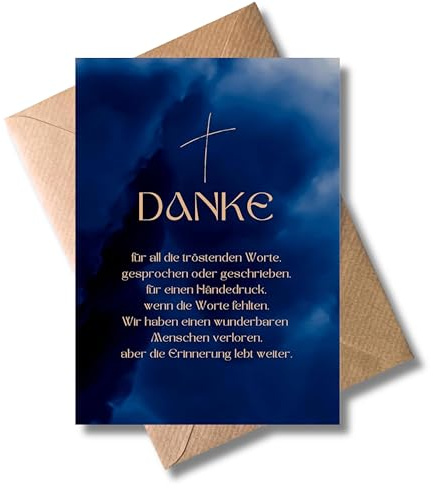10er Set Trauer Dankeskarten „Danke für die tröstenden Worte“ mit Umschlägen - Beileidskarten zum Bedanken nach Todesfall – DIN A6 – stilvoll & hochwertig - Kondolenzkarte - Trauerkarte (DIN A6)
