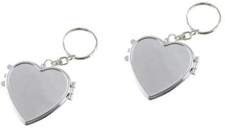 SOIMISS 2st Mini-spiegel-schlüsselanhänger Vintage Handspiegel Auto-kosmetikspiegel Tasche Schlüsselanhänger Gehaltenen Taschenspiegel Auto Schlüsselanhänger Klappspiegel Silver