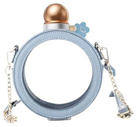 SiaBiced Botella de vidrio con diseño de perfume, ideal para mujeres y niñas, incluye funda y correa, AZUL, tal como se describe