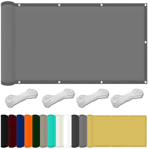 Pali per vela ombreggiante, 2,2 x 4 m, impermeabile, blocco UV al 98%, con corda e kit di fissaggio, ideale per piscina, terrazza, serra, grigio chiaro