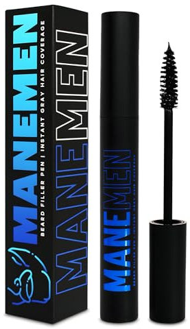 Manemen Beard Pen Filler For Men. Gray Hair Coverage, Waterproof, Sweatproof & Long Lasting With A Natural Defined Finish. Enhance your Beard, Mustache And Eyebrows In Seconds. (BLACK)
