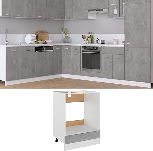 Myheimly Küchenschrank,Unterschrank Küche, Küchenmöbel, Küchenzeile,Standschrank Küche,Wandschränke,Aufbewahrungsschrank Herdumbauschrank Betongrau 60x46x81,5 cm Holzwerkstoff