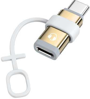 MoKo Lightning to USB C Adapter Audio Only for Apple Earpods with Line Control, Not for Charging/Data Transfer, Lightning to USB C Adapter for iPhone Air 17 16 15 Pro Max Plus, iPad Pro/Air, Gold