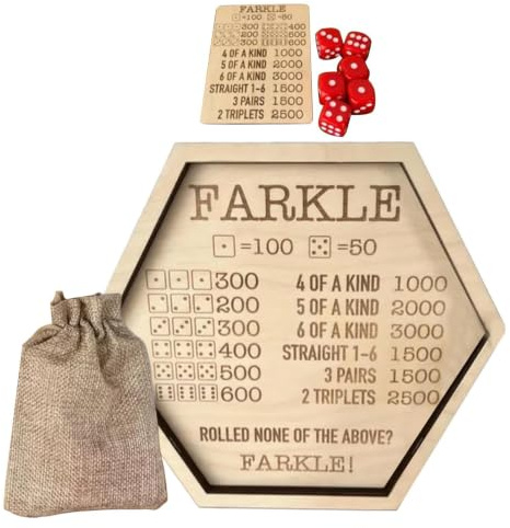 farkles Würfeltablett, Würfelteller Mit 6 Würfeln, Würfelbrett Aus Holz | Würfeltablett Aus Holz Für Das Klassische farkles Würfelspiel