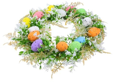 GOOHOCHY Dekoration Ostern Frühling Simulations-Osterei-Kranz Zum Aufhängen Tür Für Home-Partys Kranz Blume Bunt