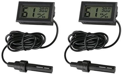 IGEAIIE Digital Thermometer Hygrometer, 2 Pack Mini Humidity Meter, Accurate Humidity and Temperature Gauge, Hydrometer for Reptiles, Terrarium, Incubator, Aquarium, Office, and Living Room