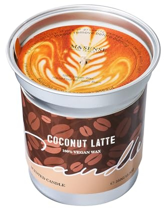M&SENSE Duftkerzen Coffee, 350g Kokos Kaffee Kerze, Herbst Kerze Brenndauer bis 73 Std. Vegan Natürliche Sojakerze, Duftkerze mit Kaffee für Kaffeeliebhaber, Männer, Frauen | 75 Stunden lang anhaltend, sauberes Brennen, ungiftig, entspannend, Aromatherapie, gemütlicher Kaffee-Raumduft, Café-Aroma