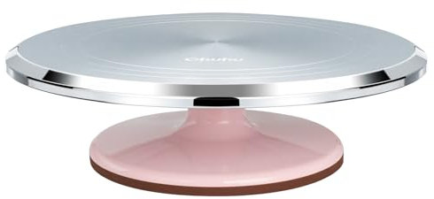 Ohuhu Plato Giratorio para Tartas, Soporte Tartas, 12 Pulgadas Bandejas para Tartas Aleación de Aluminio para Hornear, Decorar Pasteles, Gran Regalo para Mujeres