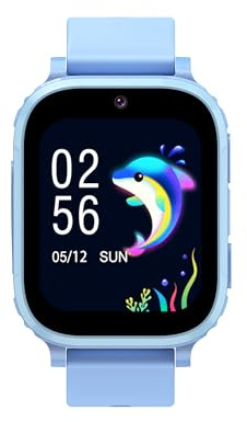ELEJAFE Montre Connectée Enfant GPS 4G, avec Appel Vidéo, SOS(Bleu)