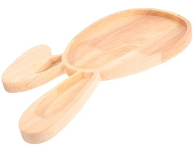 BESTOYARD Rabbit Serving Tray Bunny Serving Platter Tray Bunny Platter Farmhouse Food Dish Entertaining Farmhouse Led Spring Decor Decorate Dining Charcuterie Shapes Ears Decor Wood Khaki