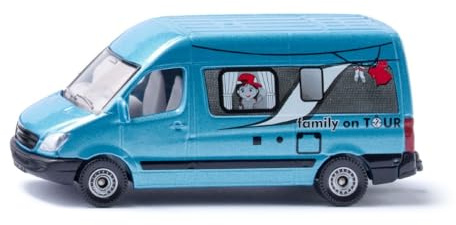 Siku 1559, Campervan, Spielzeugauto für Kinder, Metall/Kunststoff, Blau, Vielseitig einsetzbar | Kompatibles Fahrzeug zum Kuppeln, kleines Spielzeug - Stabile Konstruktion