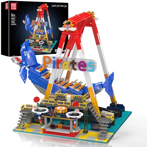Mould King 11017 MOC Technik Kreatives Freizeitpark-Modell Piratenschiff-Bausatz mit elektrischer Schaukel-Funktion Technologie Klemmbausteine Bausatz （1922+Teile）