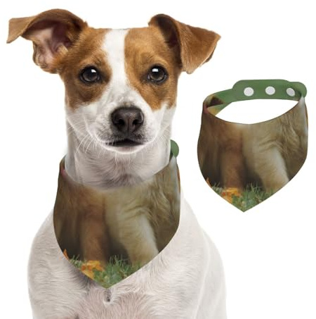 Gelbe Labrador Retriever Welpen, Hundehalstücher, Baumwoll-Haustierschal, verstellbare Lätzchen für Haustiere,L