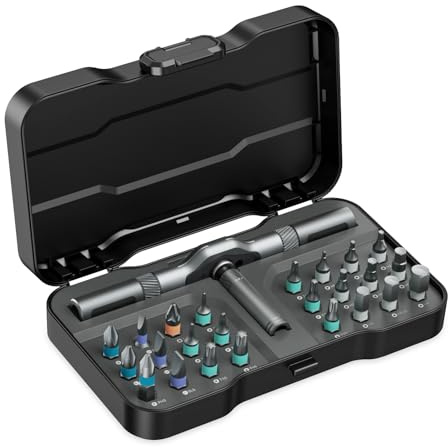 Ankilo Ensemble de tournevis magnétiques 24 en 1 avec poignée à cliquet amovible, kit d'outils de réparation de précision portable pour meubles, ordinateurs, vélos