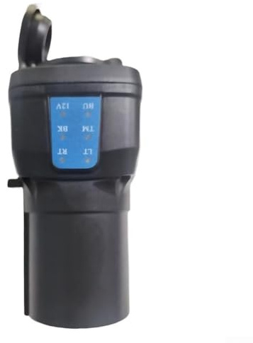 Adaptador de corriente de hoja de 7 vías a 12 V con probador de circuito LED para conexiones de remolque de camión, convierte la hoja plana de 7 vías a enchufe de alimentación de 12 voltios para carga