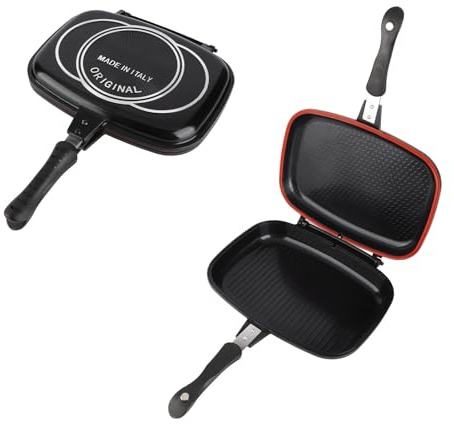 Ejoyous Souples Grill à Double Face 32 Cm, Casserole à Double Gril à Relier à la Fonction de Cuisson de Pression de Poignée Anti-brûlant