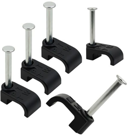 Kleine flache Kabelclips für RJ11, BT-Telefonkabel, Klingeldrähte, 2,5 mm x 5 mm, Schwarz, 100 Stück