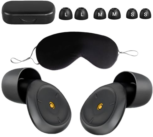Ear Plugs for Sleep Noise Cancelling 50dB,Reusable Silicone Earplugs with Double-Sided Sleeping Eye Mask,Case & 3 Eartips(S/M/L),Soft Noise Reduction Earplugs for Sleep Travel Work Concerts Studying