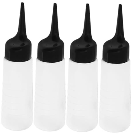 Didiseaon 4 pièces Flacon Applicateur pour Coloration Cheveux Bouteille à Presser Résistante pour Shampooing Teinture et Huile Flacon de Coiffure Réutilisable pour Salon Professionnel