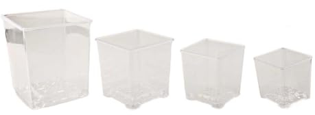 Lawnoval Lot de 4 pots de pépinière en acrylique transparent avec trous de drainage, plantes d'intérieur et d'extérieur, cactus, plantes grasses et fleurs sans plateau