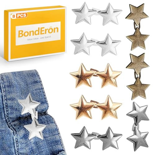 BondEron 8er-Set Hosenbundstraffer für Jeans & Hosen, knopflos verstellbar, 4 Farben, leger, Taillen-Schnalle zum Verkleinern, ohne Nähen, Ideal für viele Stile