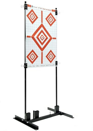 Shooting Target Holder Stand Set – Adjustable Metal Stand for Air Rifles, Airsoft, BB Guns & Paintball, Portable Target Holder with Clips, Pegs & Carry Bag for Home or Range Practice