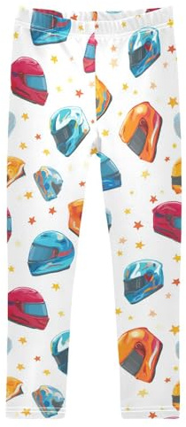 Boccsty Cute Colorful Motorcycle Helmets Girls Leggings Kids Yoga Pants Dance Active Tights 7-8T