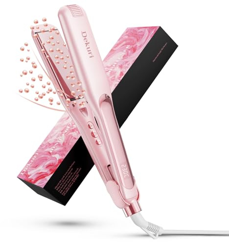 Planchas del pelo Plancha de Pelo Profesional Hair Straightener Rosa | 42mm Plancha de Cerámica sin Fricción, Cabello Sedoso y Suave, 120°C–230°C, Rosa Pastel para Mujeres