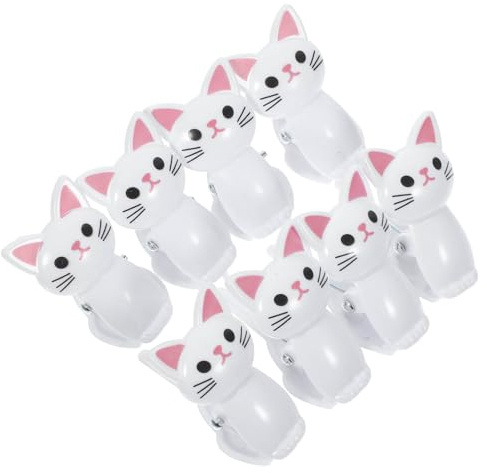 MAGICLULU Lot de 8 Pinces à Sachets de Chat Blanc, Clip de Fermeture Réutilisable pour Paquet Alimentaires, Pratique pour Sceller Chips, Snacks et Aliments Frais, Accessoire Cuisine