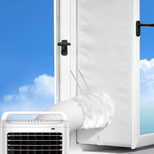 Cubierta Aislante Ventana Aire Acondicionado, 500cm Kit Ventana Aire Acondicionado Portatil, Sello Ventana Universal para AC Móvil y Secadora AC Window Kit Que Bloquea el Aire Caliente