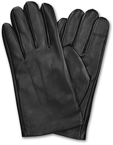 Navaris Touchscreen Handschuhe aus Echtleder für Herren aus Nappa - Lammleder mit Kaschmir Futter