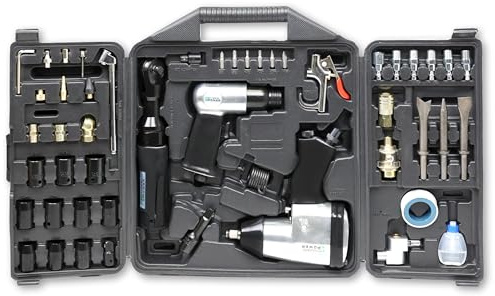 DYNAMIC POWER 50 Pieces Air Tool Kit. 1-1/2'' Impact Wrench, 1-3/8'' Ratchet Wrench, 5-Air Hammer w/Chisels, and other great tool accessories. D-W3-50K