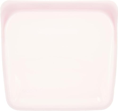 Stasher Sandwich Bag (Rose Quartz) | Reusable Freezer Bags For Travel and Food Storage | Silicone Plastic Food Bags | 21cm x 20.3cm x 1.3cm / 440ml