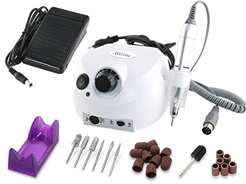 Profi Fußpflegegerät Maniküre Pediküre-Set mit einfacher Bedienung, Weiß | Elektrische Fuß, Hornhautfeile mit Hornhautentferner und Diamantschleifer für gepflegte Finger- & Fußnägel bei der Fußpflege