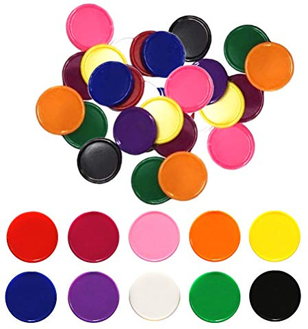 Deolven Zählen Spielchips,Kunststoff Zähler 200er Pack Farbige Bingo Chips Farbzähler für Mathe Mathematik Oder Spiele Lernressourcen grün gelb rot blau schwarz weiß grau rosa lila orange 2,5cm