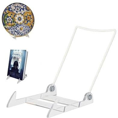KINGDOM SOLUTIONS MADE IN USA 12-Pack Adjustable Acrylic Easels - Plate Stand - Sturdy Book Stand for Art, Pictures, Plates, Frames - Unique on the Market