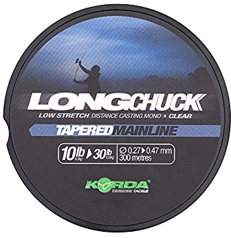 Korda LongChuck Tapered Mainline, Verjüngte Monofile Angelschnur für Extreme Wurfweiten, Knotenloses Angeln in Kraut, 15-30lb/0,33-0,47mm