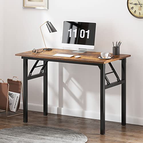 SogesHome Escritorio Plegable para Computadora 100 cm x 60 cm Mesa de Ordenador sin Montaje con Estructura Metálica Mesa de Estudio o Trabajo para Oficina, Estudio, Teletrabajo o Piso Pequeño