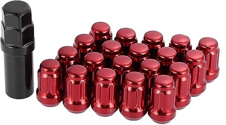 X AUTOHAUX 20pcs Voiture M12x1.5 Roue Écrous Roue Cône Siège Outil avec 1 Clé Rouge