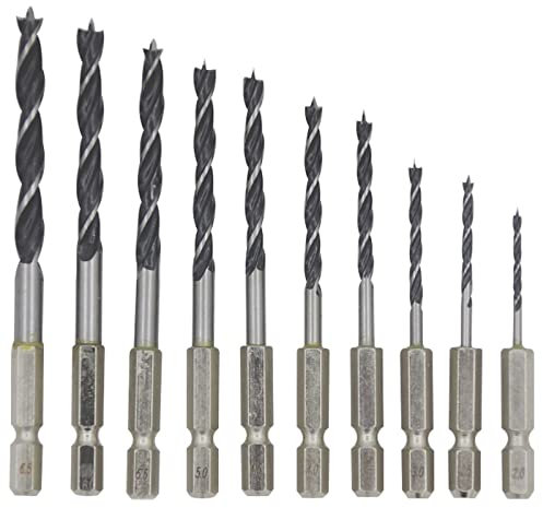 Sechskantschaft Holzbohrer Satz, 10 Stück 2.0/2.5/3.0/3.5/4.0/4.5/5.0/5.5/6.0/6.5 Mm Spiralbohrer Holzspiralbohrer, Holz-bohrer-set für Akkuschrauber